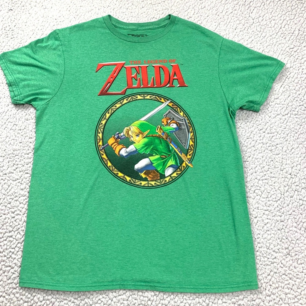 The Legend of Zelda T-Shirt Mens Medium Green Link Graphic Hybrid Apparel